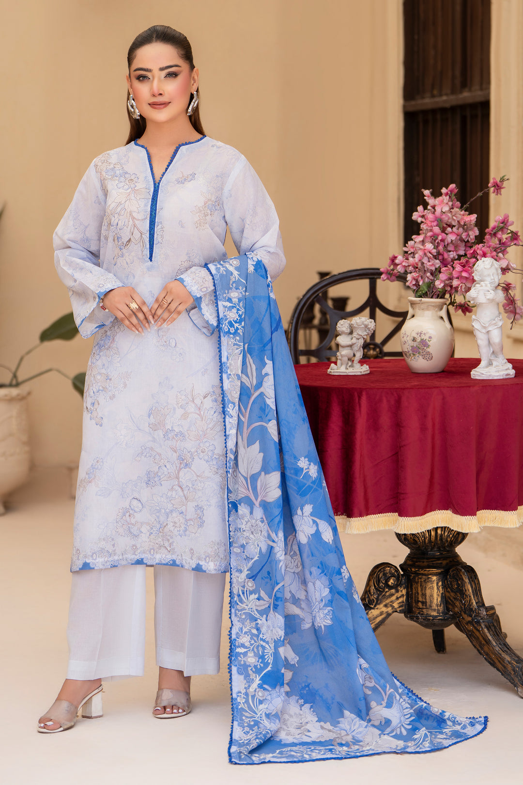 3 Pcs Unstitched White Lawn - SU25V19-S6 - JACQUARD CLOTHING