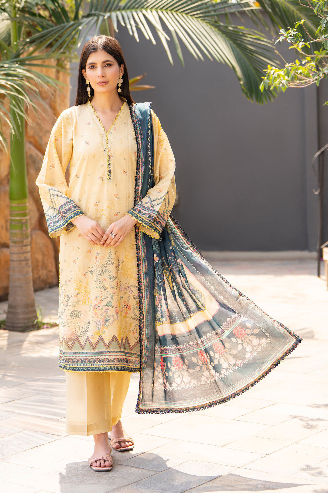 3 Piece Unstitched Yellow Premium Lawn - SU25V16-S4 - JACQUARD CLOTHING