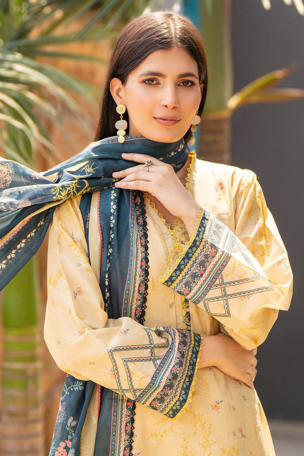 3 Pcs Unstitched Yellow Lawn - SU25V16-S4 - JACQUARD CLOTHING