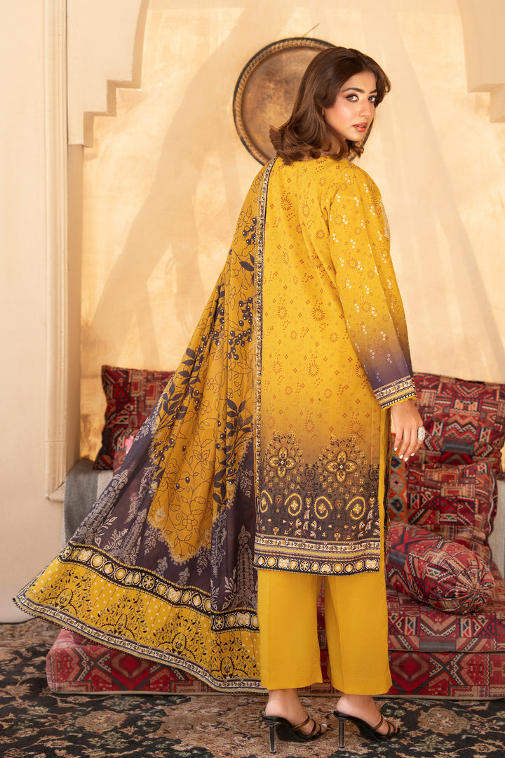 3 Pcs Unstitched Yellow Lawn -SU25V19-S10 - JACQUARD CLOTHING
