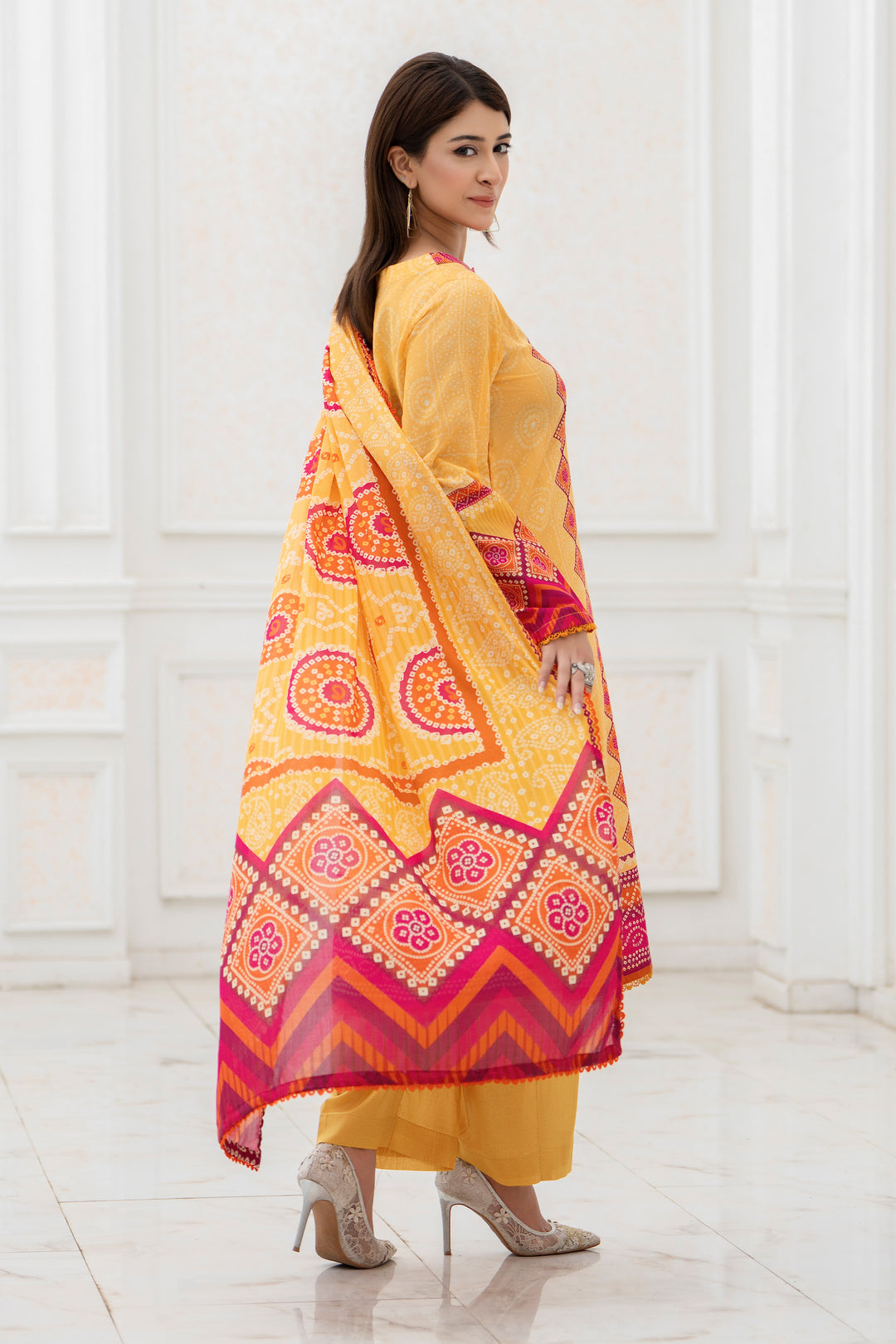 3 Pcs Unstitched Yellow Lawn - SU25V30-S8 - JACQUARD CLOTHING