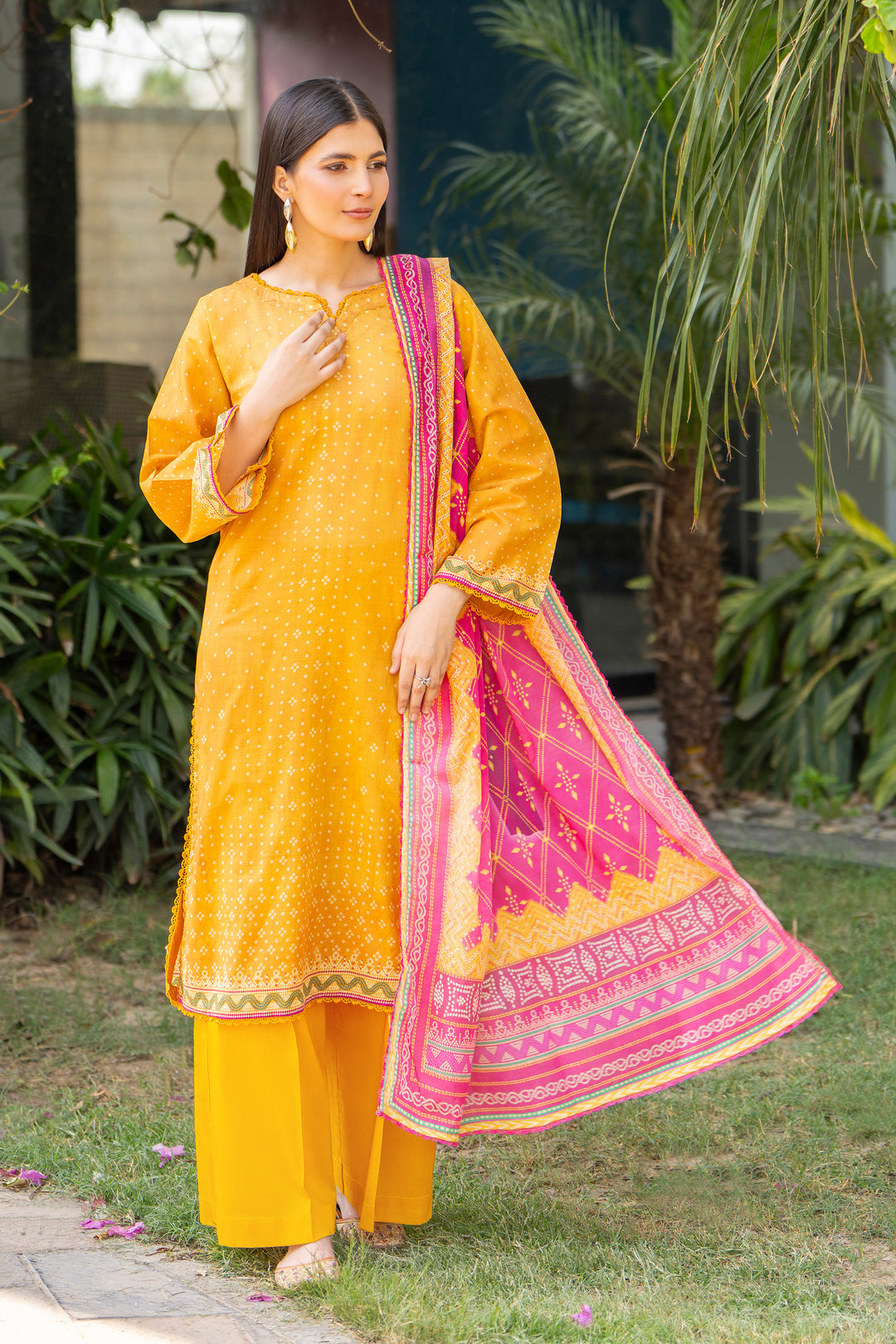 3 Pcs Unstitched Yellow Lawn - SU25V17-S5 - JACQUARD CLOTHING