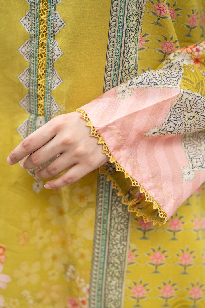 3 Pcs Unstitched Yellow Premium Lawn - SU25V33-S3 - JACQUARD CLOTHING