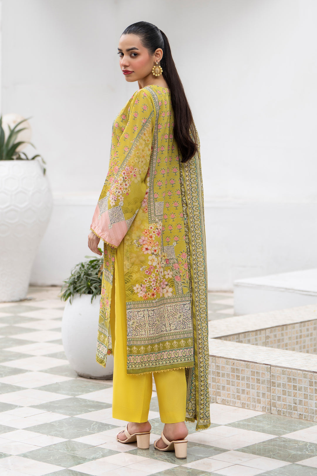 3 Pcs Unstitched Yellow Premium Lawn - SU25V33-S3 - JACQUARD CLOTHING