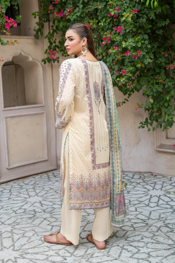 3 Piece Unstitched Almond Premium Printed Lawn Suit - Jacquard Summer 2026