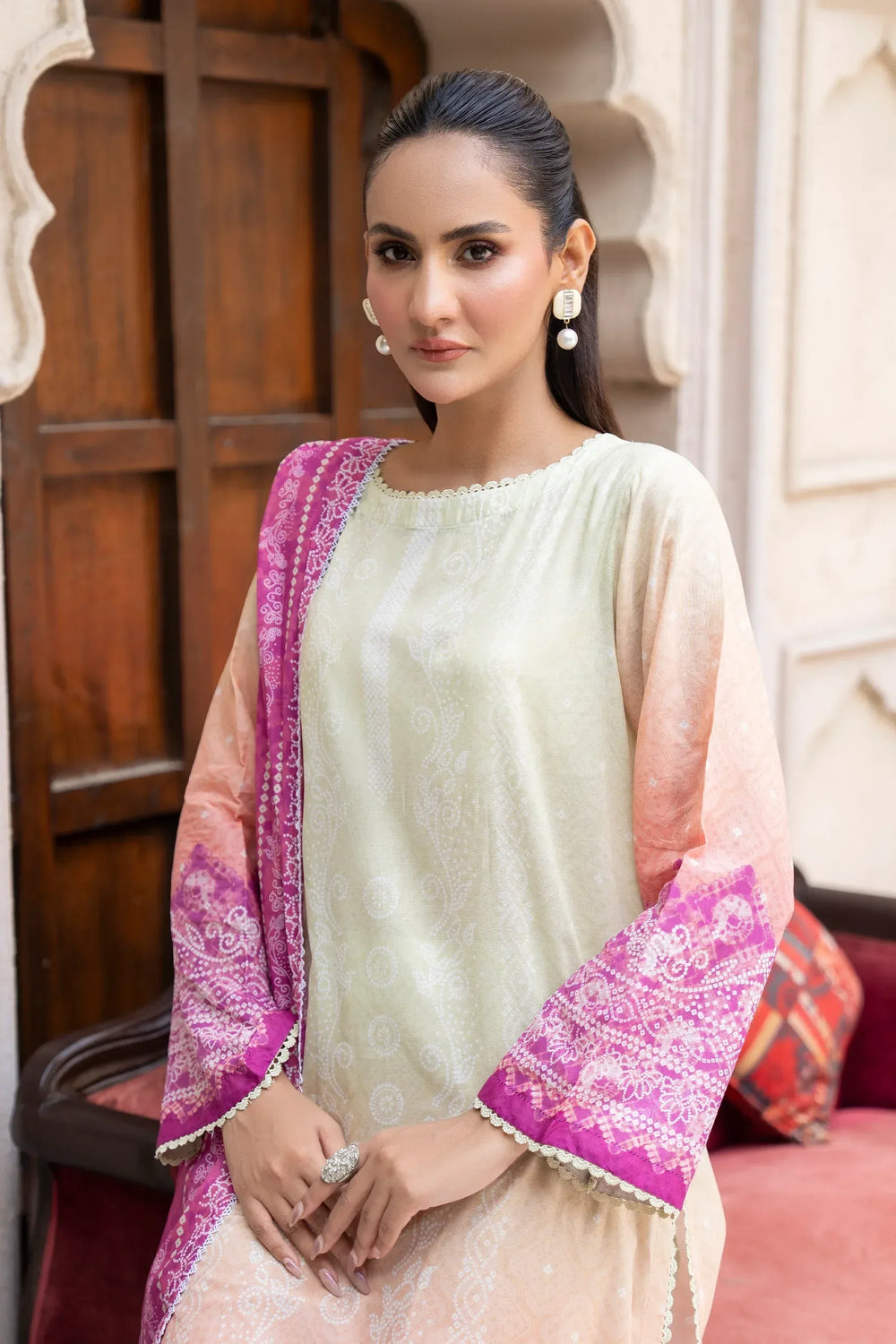 3 Piece Unstitched Antique White Premium Printed Lawn Suit - Jacquard Clothing Summer 2026