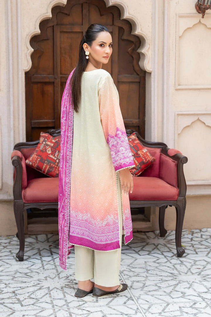 3 Piece Unstitched Antique White Premium Printed Lawn Suit - Jacquard Clothing Summer 2026