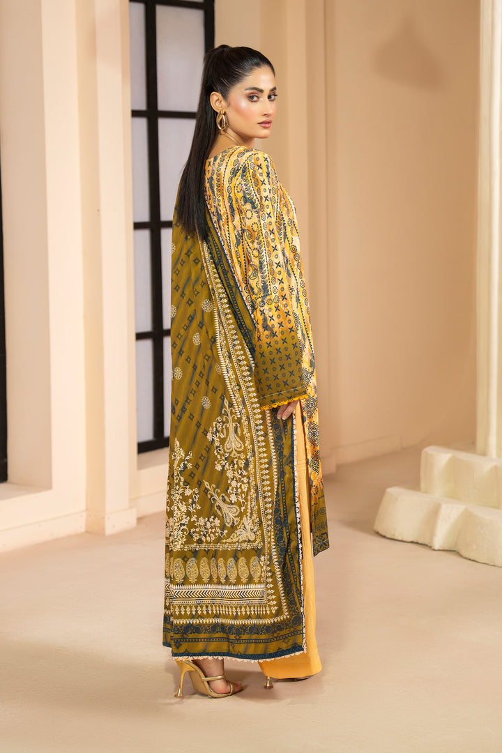 3 Piece Unstitched Apricot Premium Linen