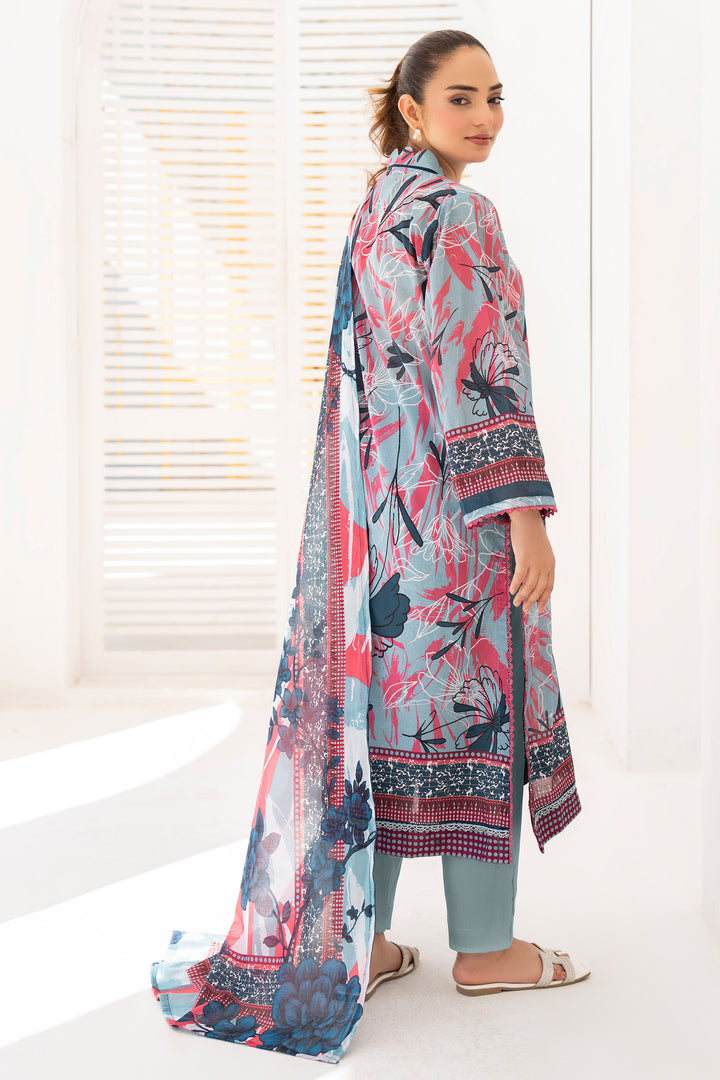 3 Piece Unstitched Ash Grey Premium Lawn - SU25V10-S3 - JACQUARD CLOTHING