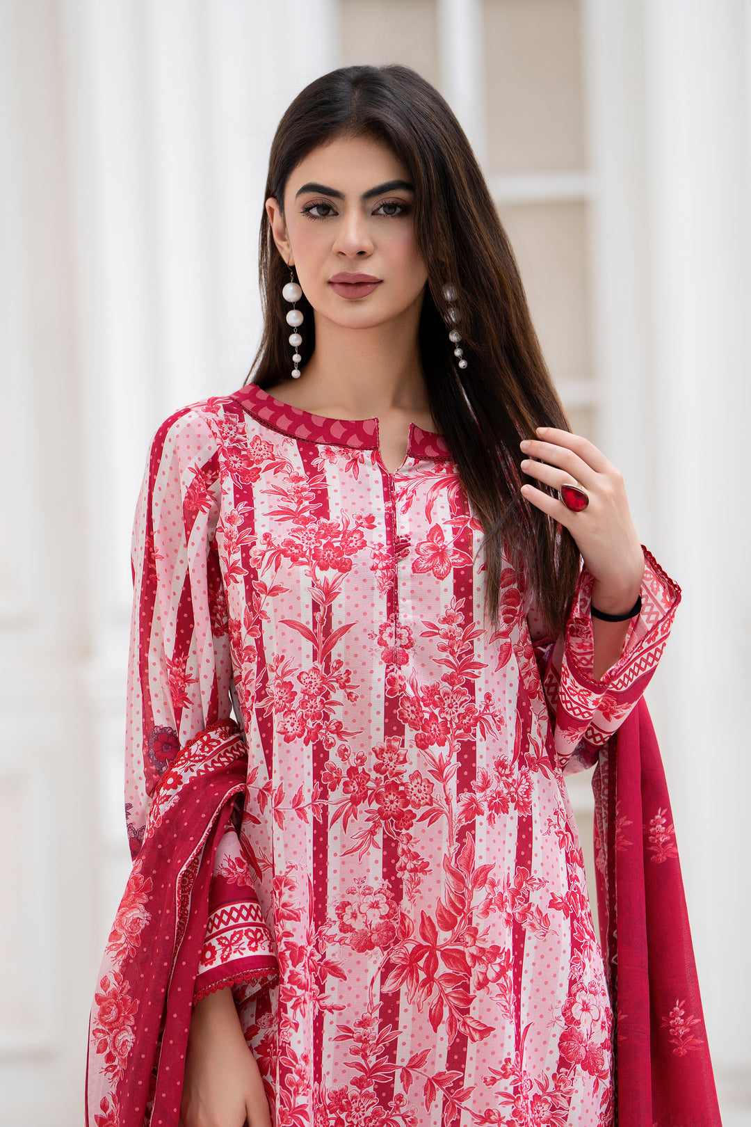 3 Piece Unstitched Baby Pink Lawn - SU25V28-S4 - JACQUARD CLOTHING