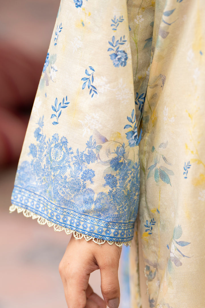 3 Piece Unstitched Beige Lawn - SU25V21-S3 - JAQUARD CLOTHING
