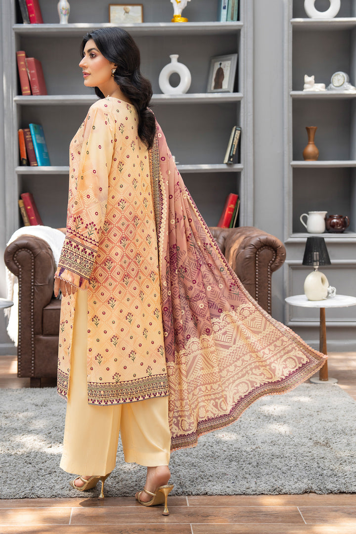 3 Piece Unstitched Beige Premium Linen - W25CF1V4-S6 - JACQUARD CLOTHING