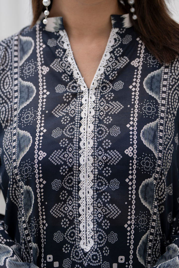 3 Piece Unstitched Black Lawn - SU25V27-S7 - JACQUARD CLOTHING