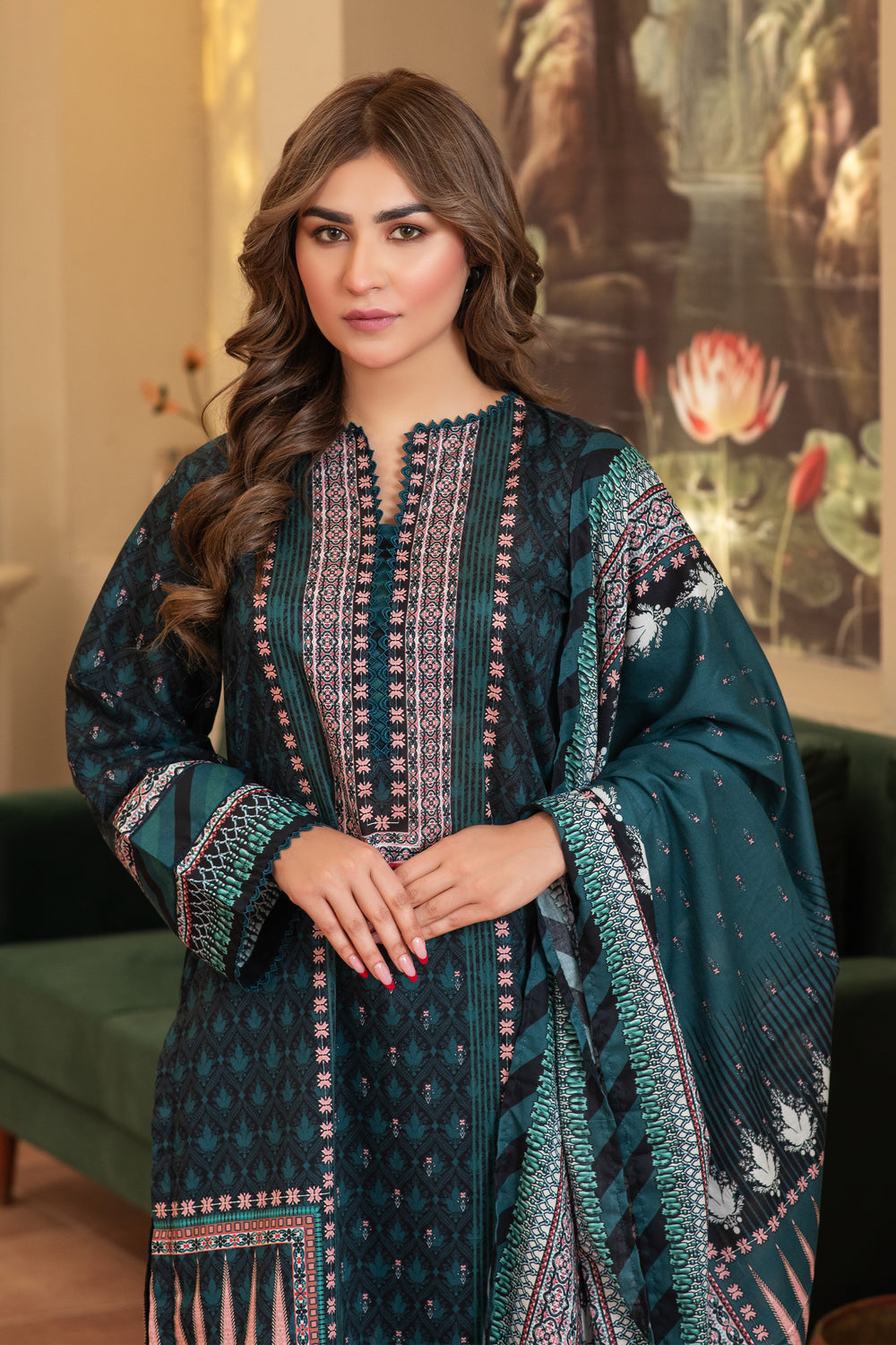 3 Piece Unstitched Black Premium Lawn - SU25V13-S10 - JACQUARD CLOTHING