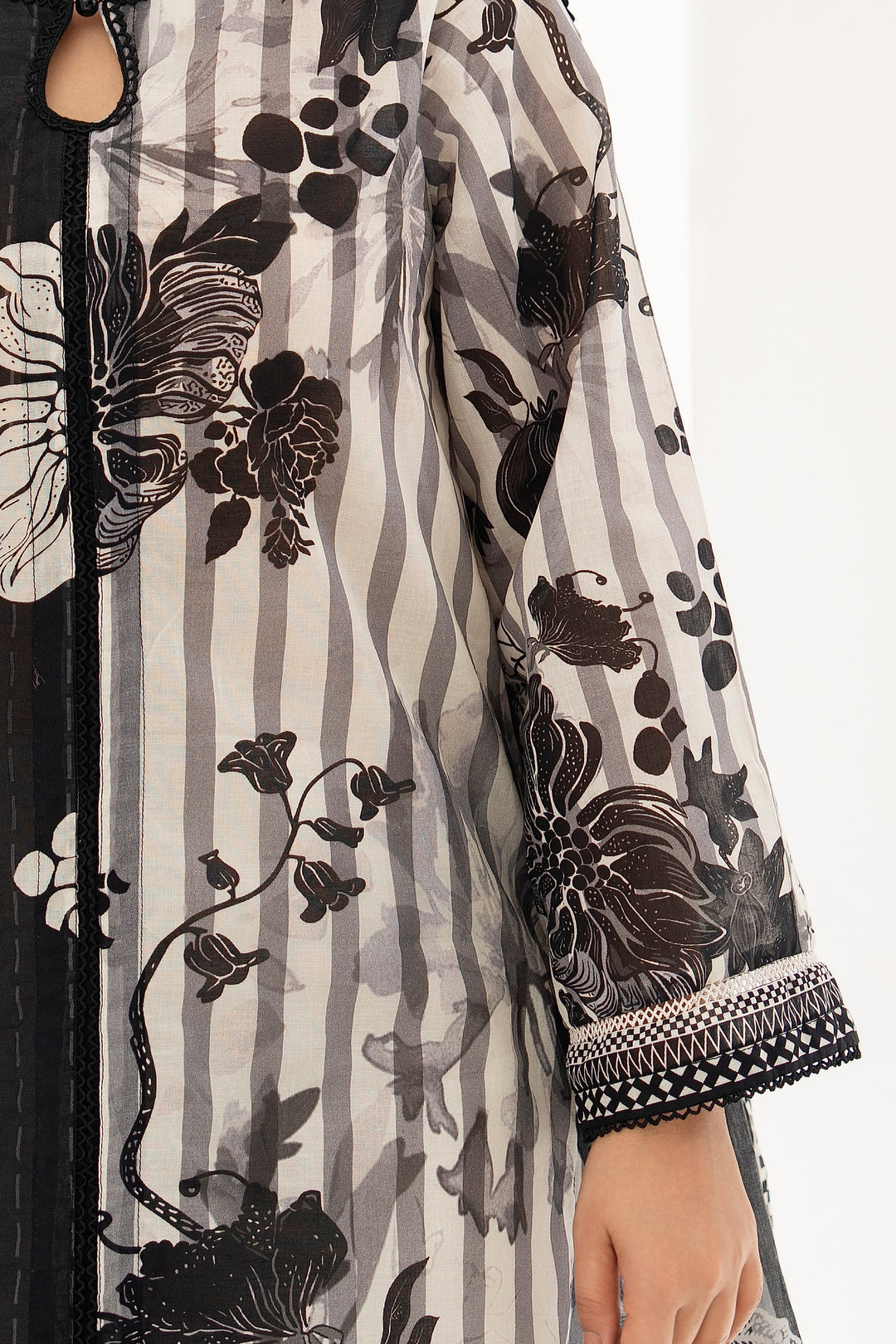 3 Piece Unstitched Black Premium Lawn - SU25V10-S6 - JACQUARD CLOTHING