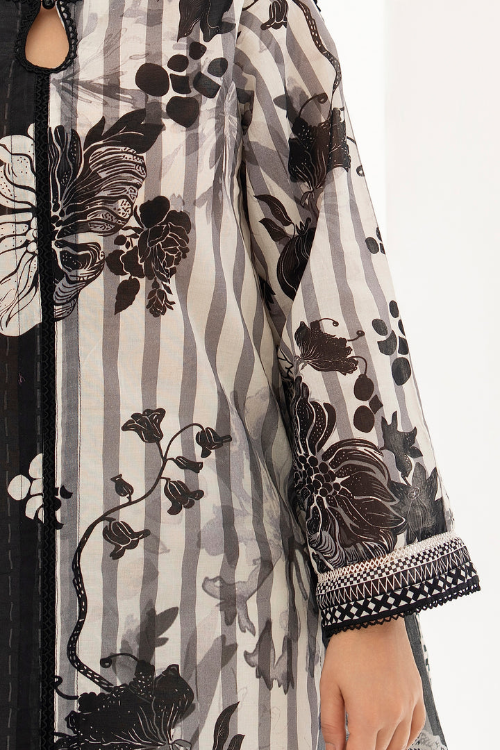 3 Piece Unstitched Black Premium Lawn - SU25V10-S6 - JACQUARD CLOTHING