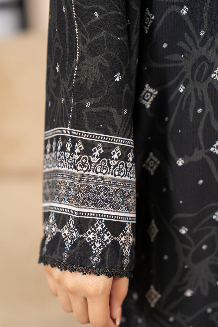 3 Piece Unstitched Black Premium Linen - W25CF1V3-S8 - JACQUARD CLOTHING
