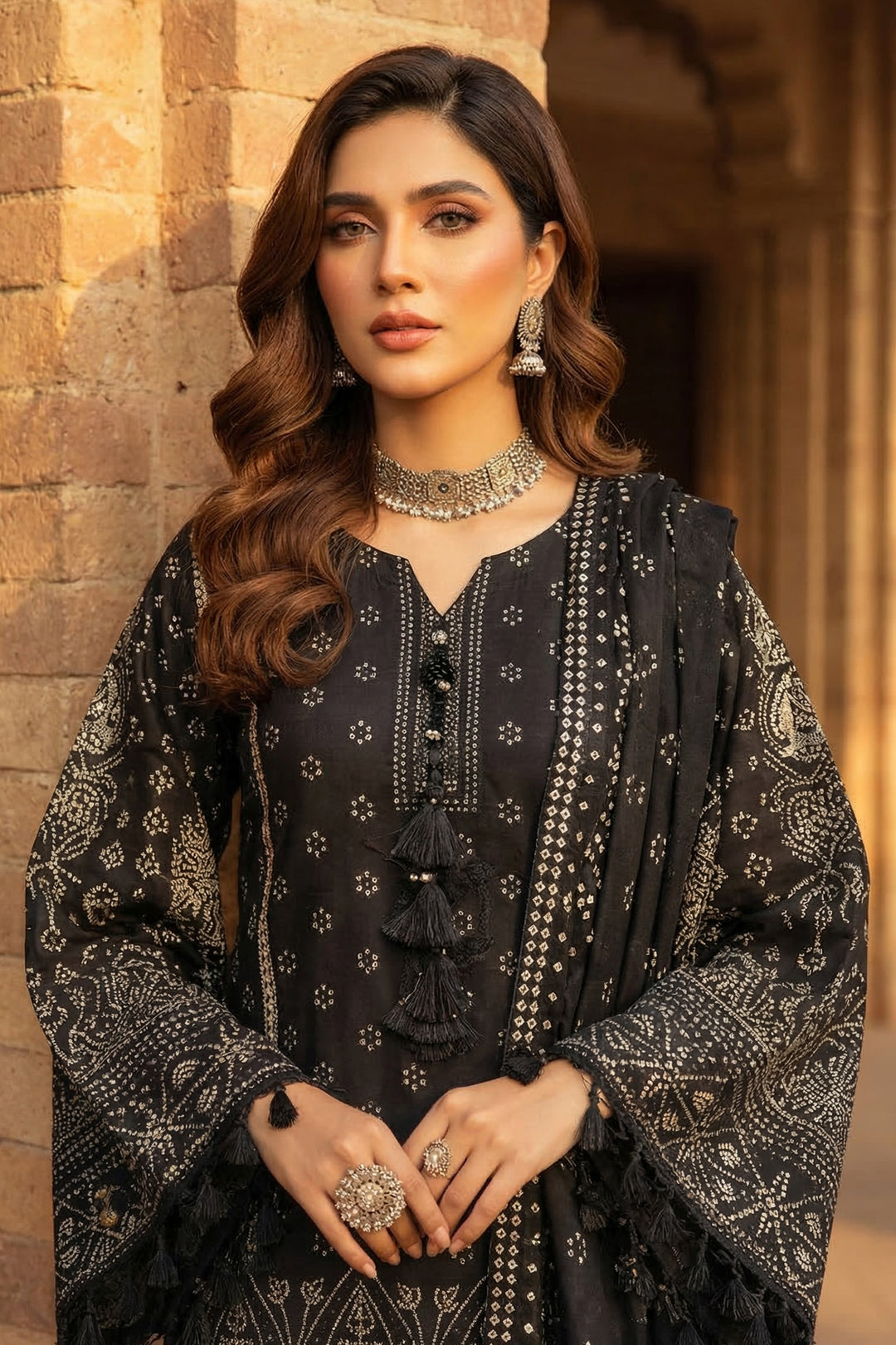 3 Piece Unstitched Black Premium Printed Lawn