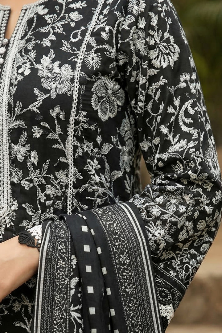 3 Piece Unstitched Black Premium Printed Lawn