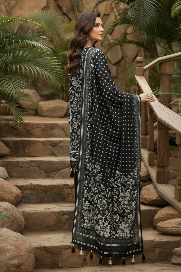 3 Piece Unstitched Black Premium Printed Lawn
