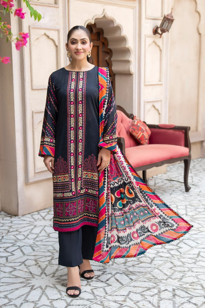 3 Piece Unstitched Black Premium Printed Lawn Suit - Jacquard Clothing Summer 2026