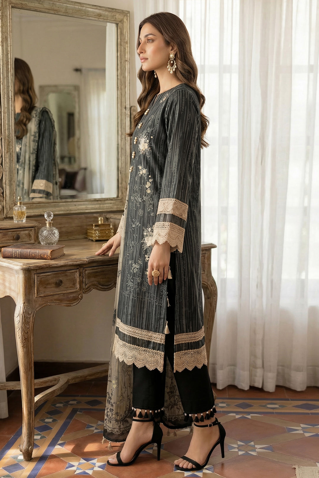 3 Piece Unstitched Black Premium Printed Lawn Suit - Jacquard Soha Afreen Summer 2026 Collection