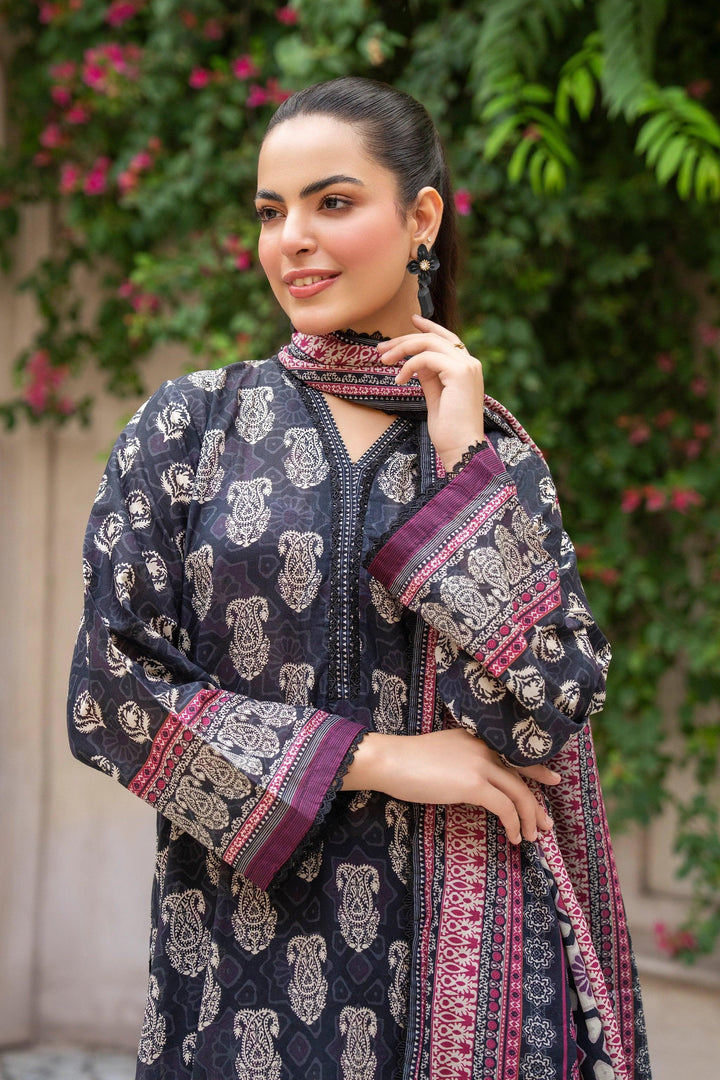 3 Piece Unstitched Black Premium Printed Lawn Suit - Jacquard Summer 2026