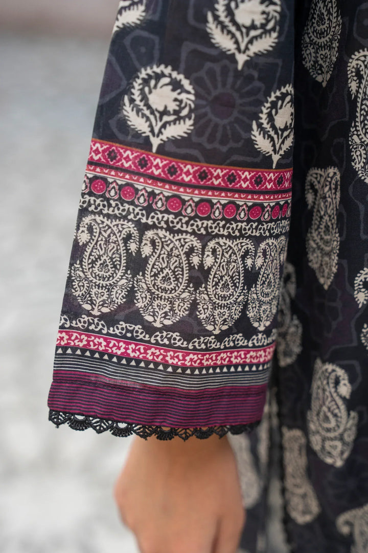 3 Piece Unstitched Black Premium Printed Lawn Suit - Jacquard Summer 2026