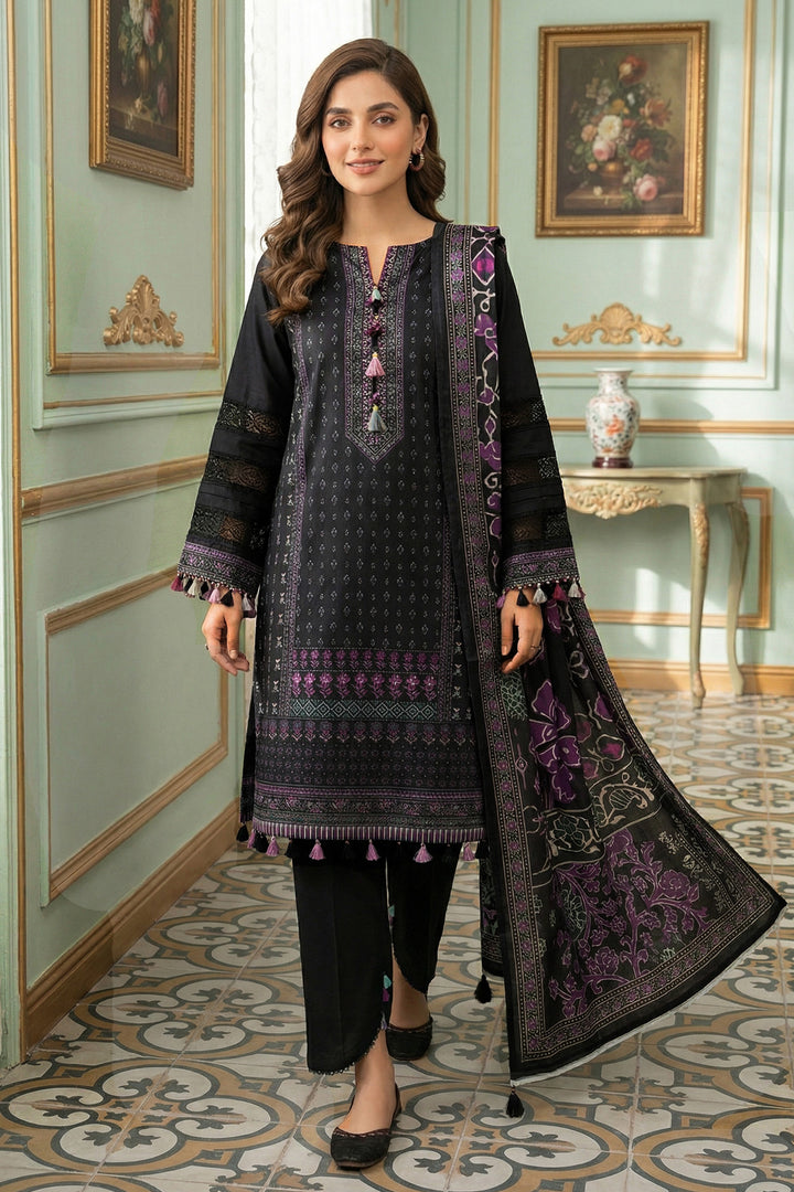 3 Piece Unstitched Black Premium Printed Lawn Suit - Jacquard Virsa By Zainab Summer 2026 Collection