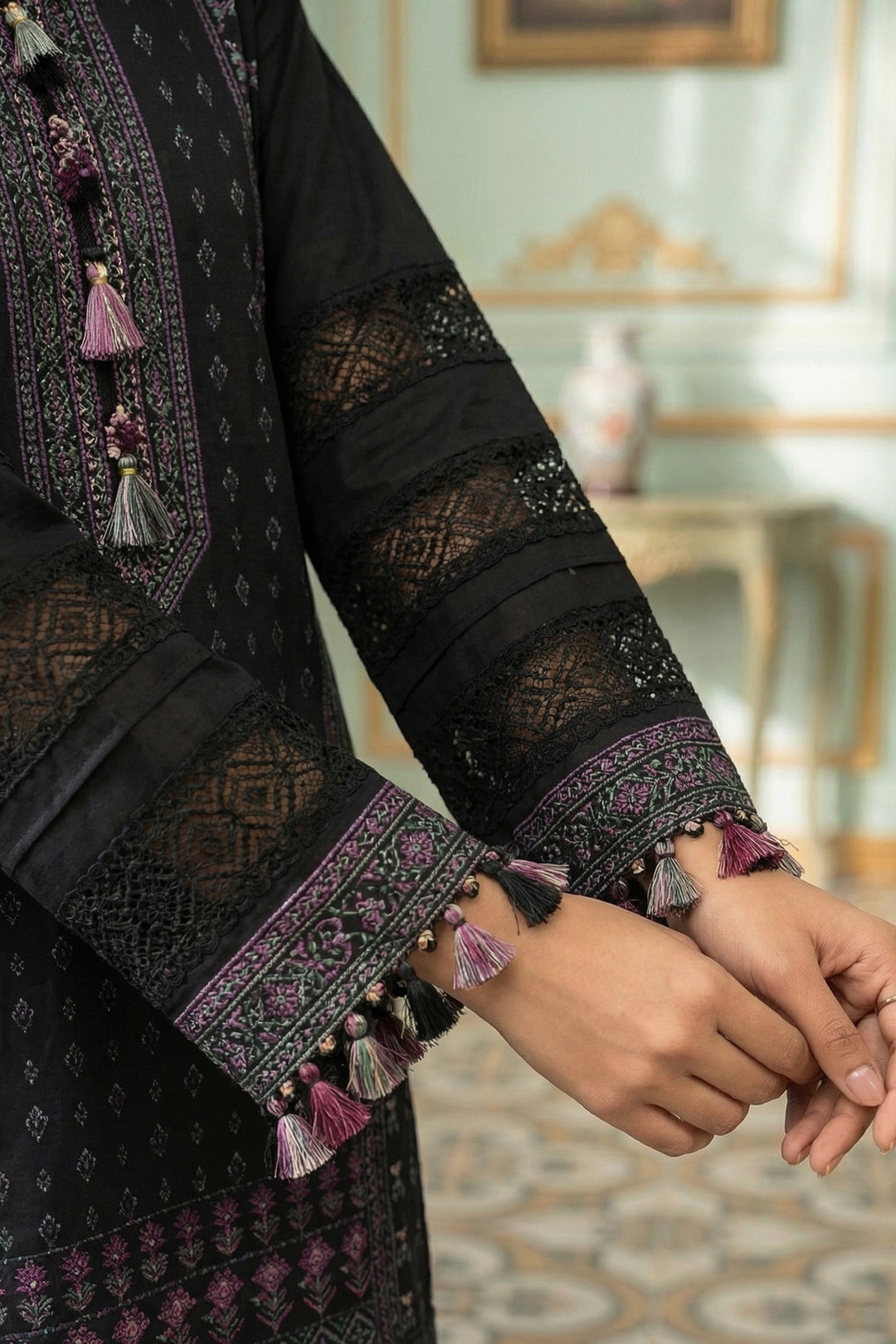 3 Piece Unstitched Black Premium Printed Lawn Suit - Jacquard Virsa By Zainab Summer 2026 Collection