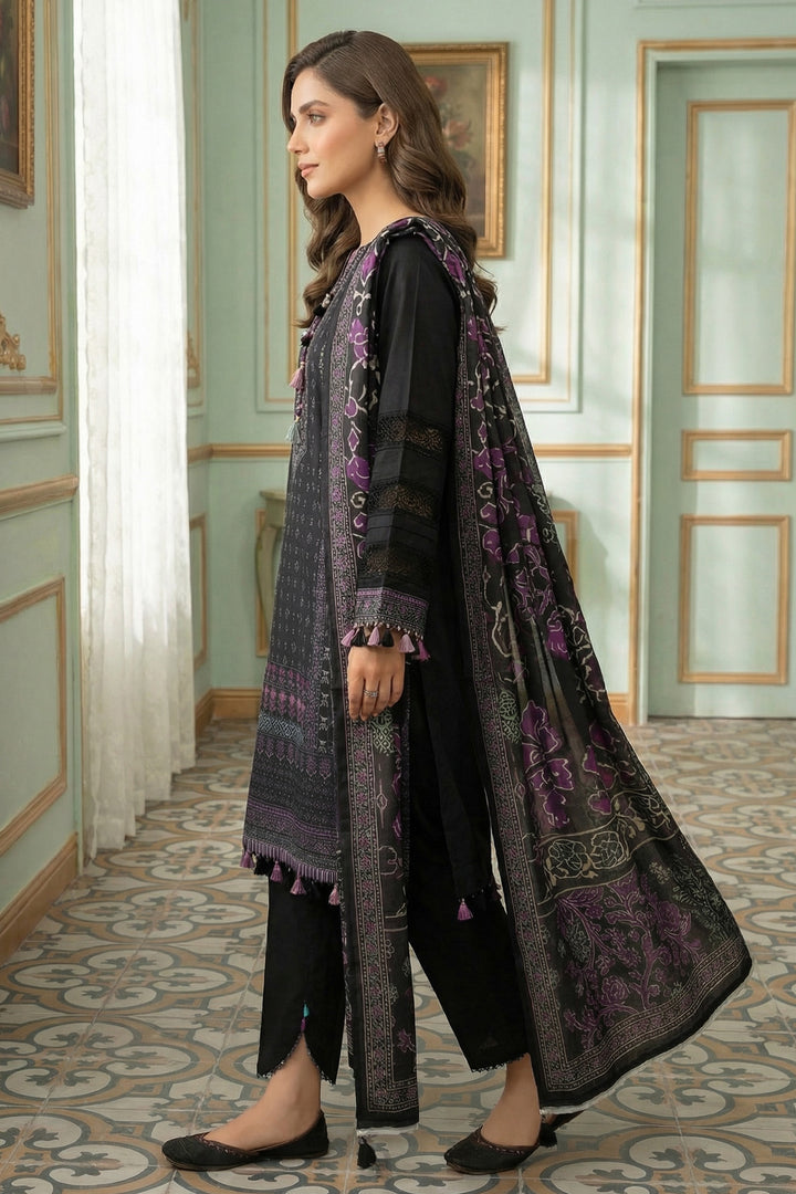 3 Piece Unstitched Black Premium Printed Lawn Suit - Jacquard Virsa By Zainab Summer 2026 Collection