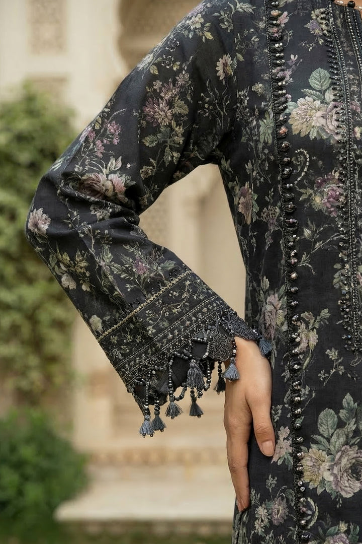3 Piece Unstitched Black Premium Printed Lawn Suit By Jacquard Clothing Summer 2026 Collection