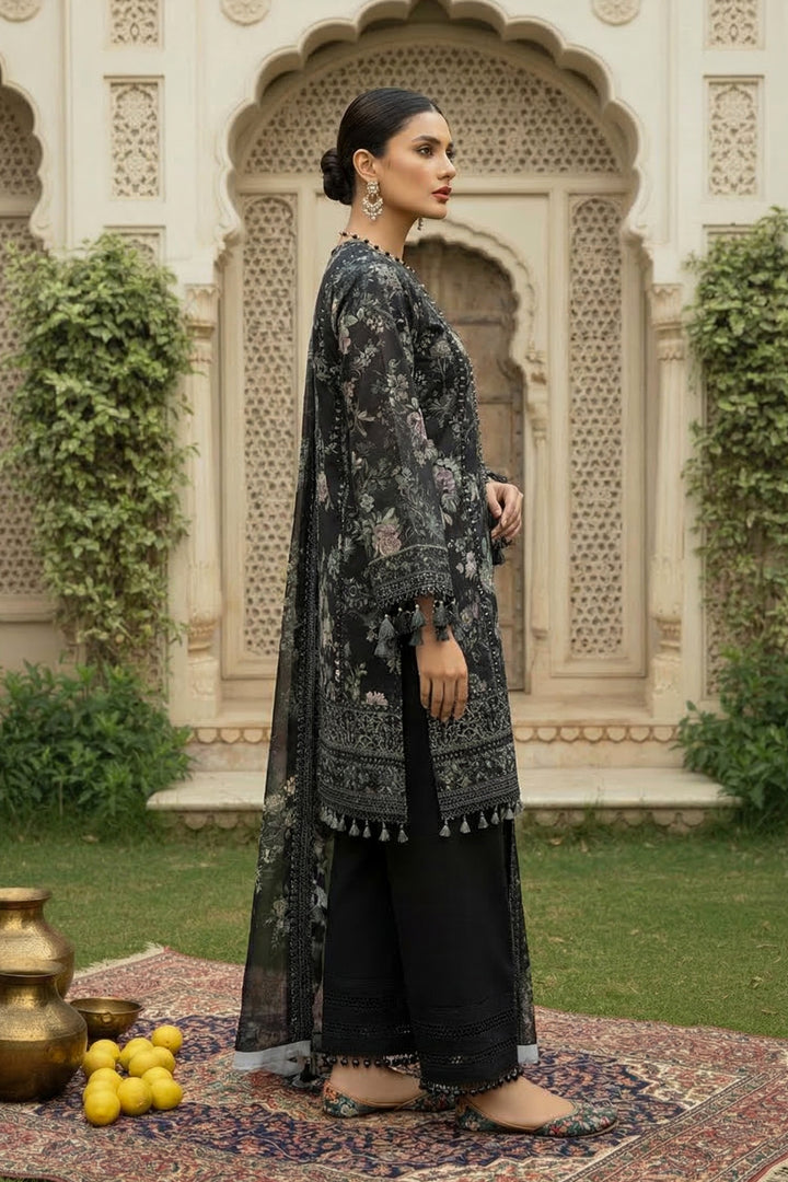 3 Piece Unstitched Black Premium Printed Lawn Suit By Jacquard Clothing Summer 2026 Collection