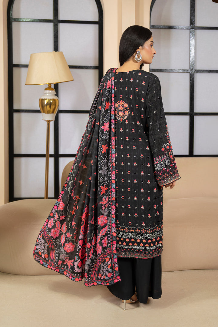 3 Piece Unstitched Black Printed Linen - W25CF1V1-S2 - JACQUARD CLOTHING