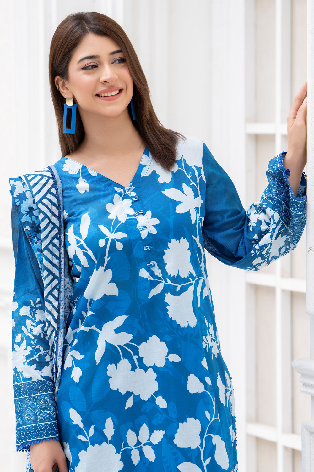 3 Piece Unstitched Blue Lawn - SU25V27-S9 - JACQUARD CLOTHING