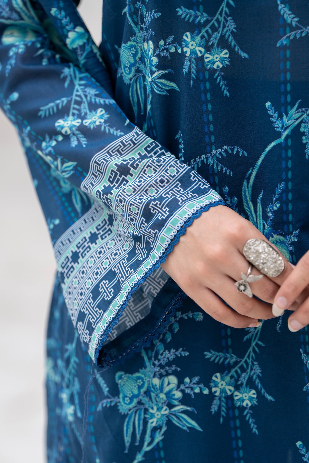 3 Piece Unstitched Blue Lawn - SU25V27-S8 - JACQUARD CLOTHING