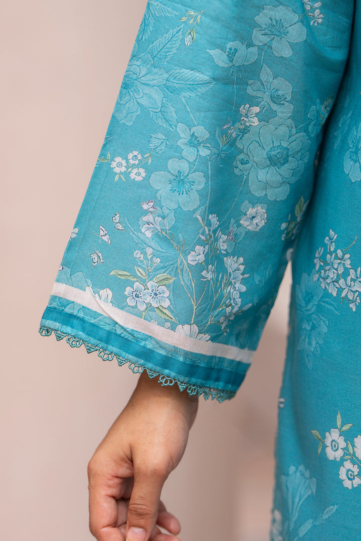 3 Piece Unstitched Blue Lawn - SU25V21-S2 - JAQUARD CLOTHING