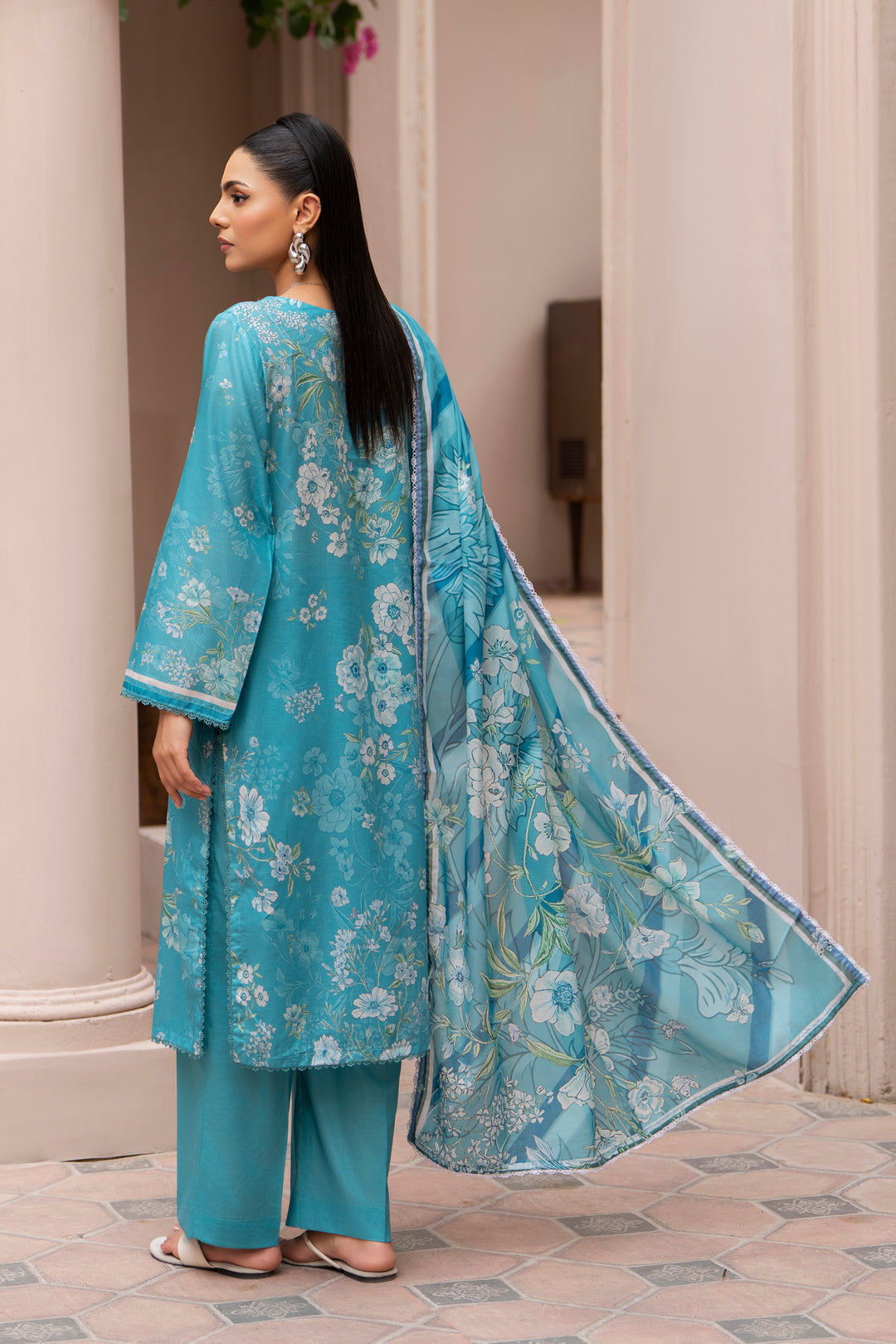 3 Piece Unstitched Blue Lawn - SU25V21-S2 - JAQUARD CLOTHING