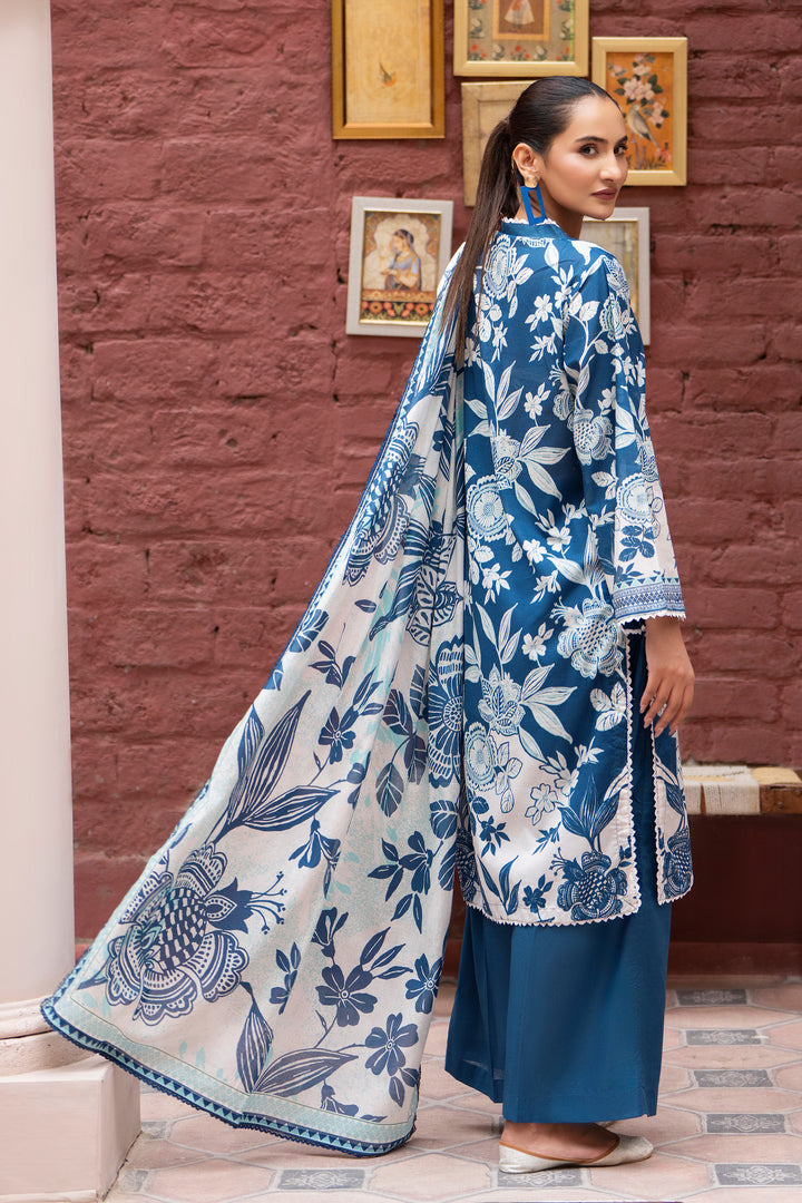 3 Piece Unstitched Blue Lawn - SU25V26-S8 - JACQUARD CLOTHING