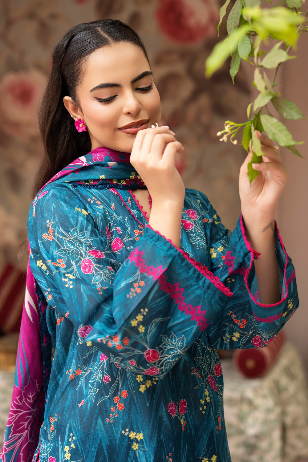 3 Piece Unstitched Blue Lawn - SU25V26-S4 - JACQUARD CLOTHING