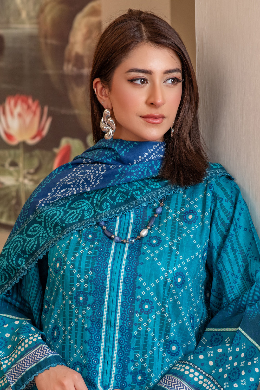 3 Piece Unstitched Blue Premium Lawn - SU25V12-S6 - JACQUARD CLOTHING