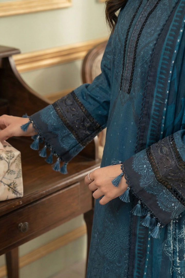3 Piece Unstitched Blue Premium Printed Lawn Suit - Jacquard Virsa By Zainab Summer 2026 Collection