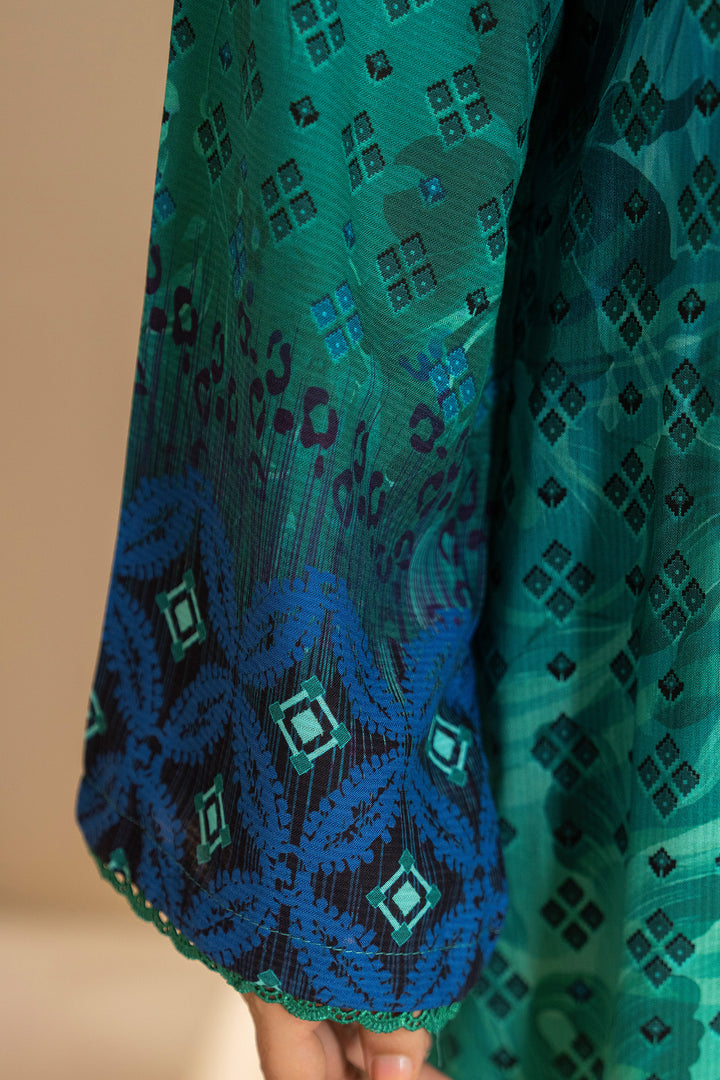 3 Piece Unstitched Blue Printed Linen - W25CF1V1-S5 - JACQUARD CLOTHING