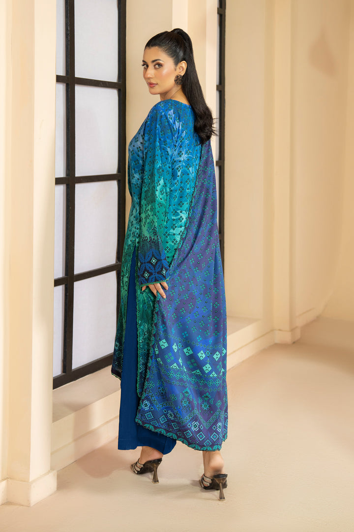3 Piece Unstitched Blue Printed Linen - W25CF1V1-S5 - JACQUARD CLOTHING