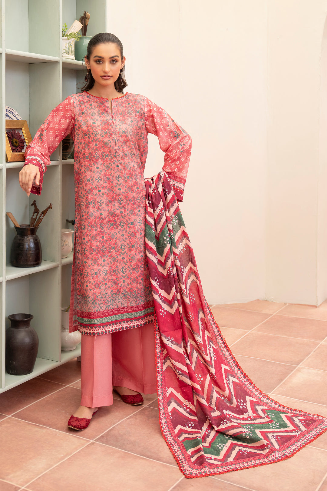 3 Piece Unstitched Blush Pink Premium Lawn - SU25V12-S2 - JACQUARD CLOTHING