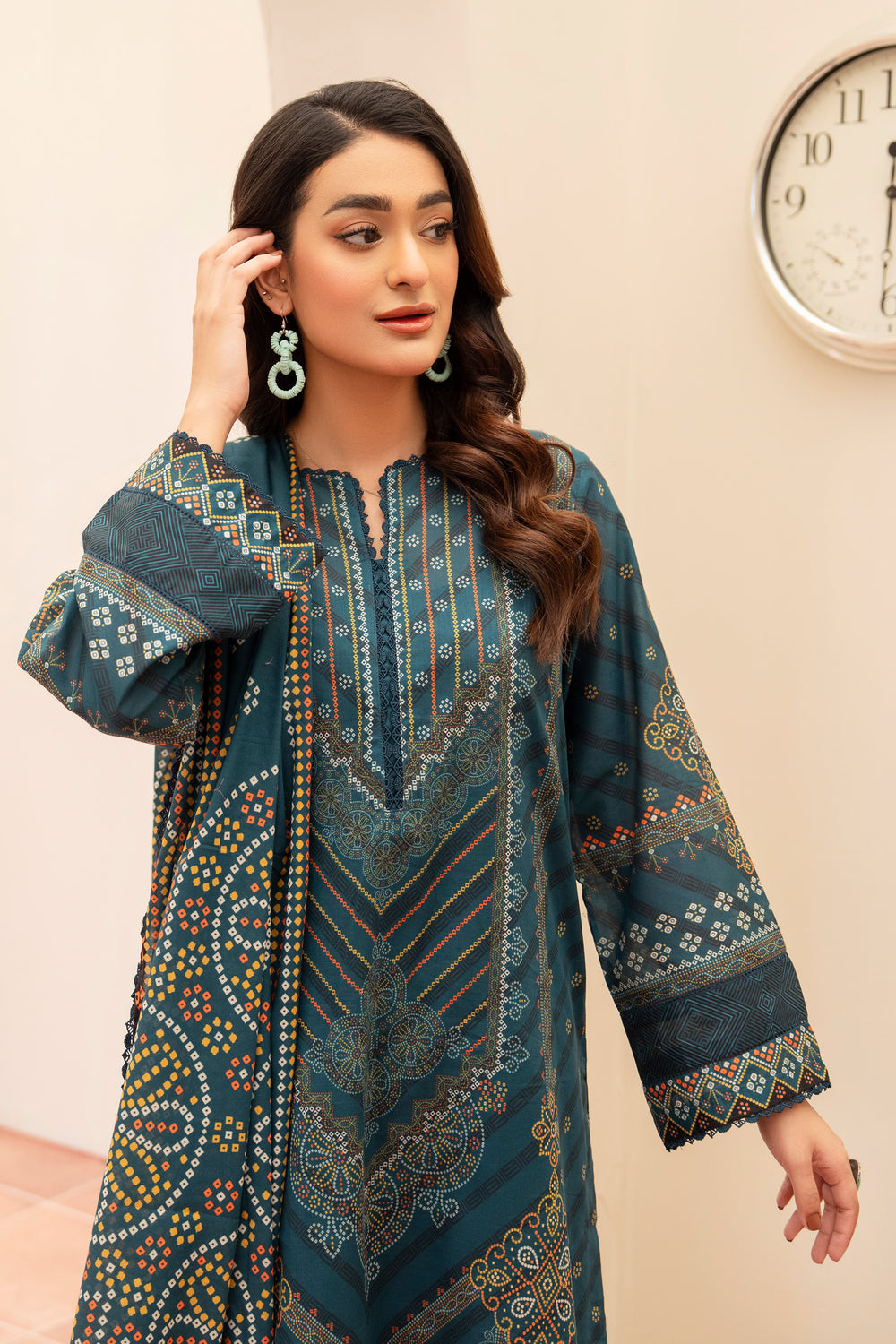3 Piece Unstitched Bottle Green Premium Lawn - SU25V11-S10 - JACQUARD CLOTHING