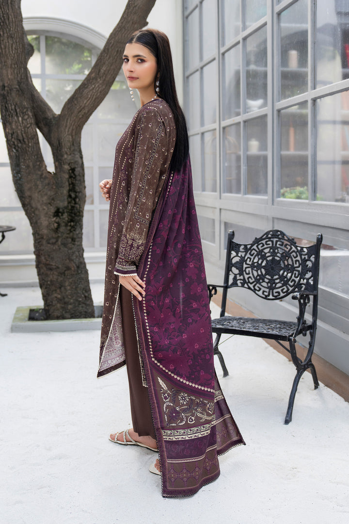 3 Piece Unstitched Brown Premium Linen - W25CF1V4-S1 - JACQUARD CLOTHING