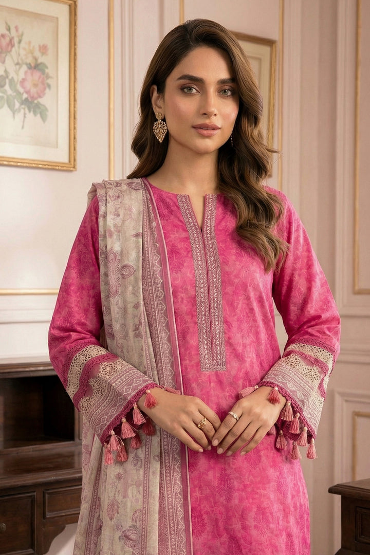 3 Piece Unstitched Cherry Premium Printed Lawn Suit - Jacquard Virsa By Zainab Summer 2026 Collection