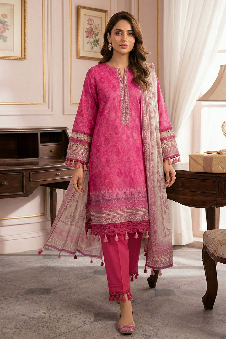 3 Piece Unstitched Cherry Premium Printed Lawn Suit - Jacquard Virsa By Zainab Summer 2026 Collection