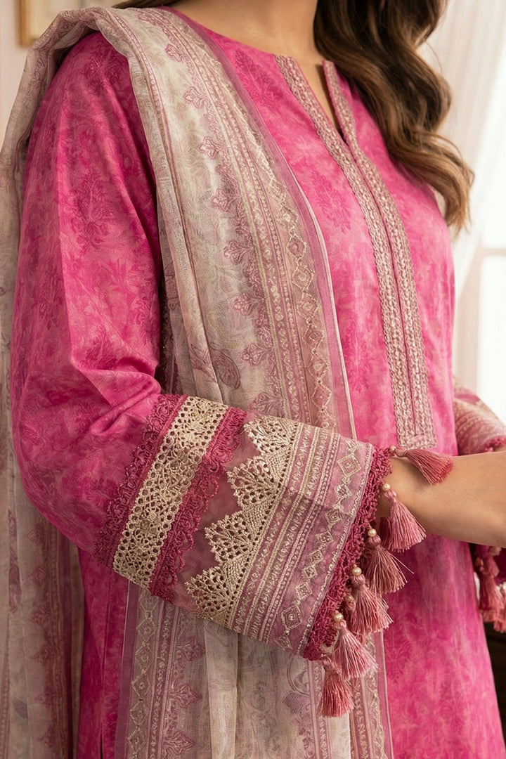 3 Piece Unstitched Cherry Premium Printed Lawn Suit - Jacquard Virsa By Zainab Summer 2026 Collection